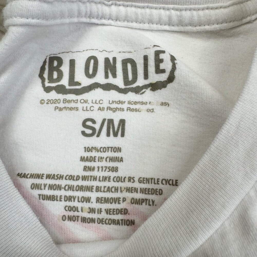 Blonde T Shirt Double Sided Size Small White Red Crew Neck Short Sleeve - Picture 5 of 8